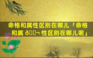 命格和属性区别在哪儿「命格和属 🐬 性区别在哪儿呢」